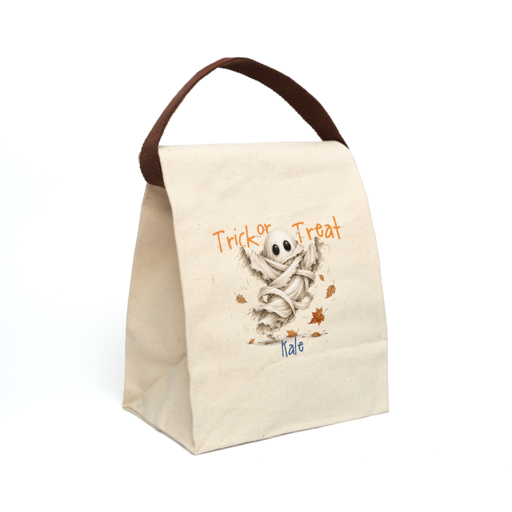 Personalized Trick or Treat Dancing Ghost Canvas Lunch Bag