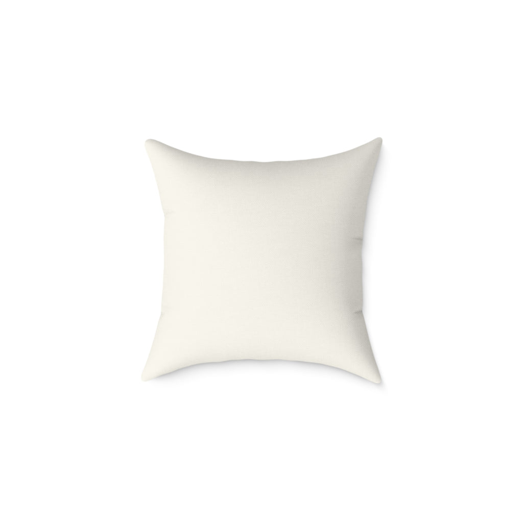 Back of the laurel branches family name Christmas pillow, solid cream