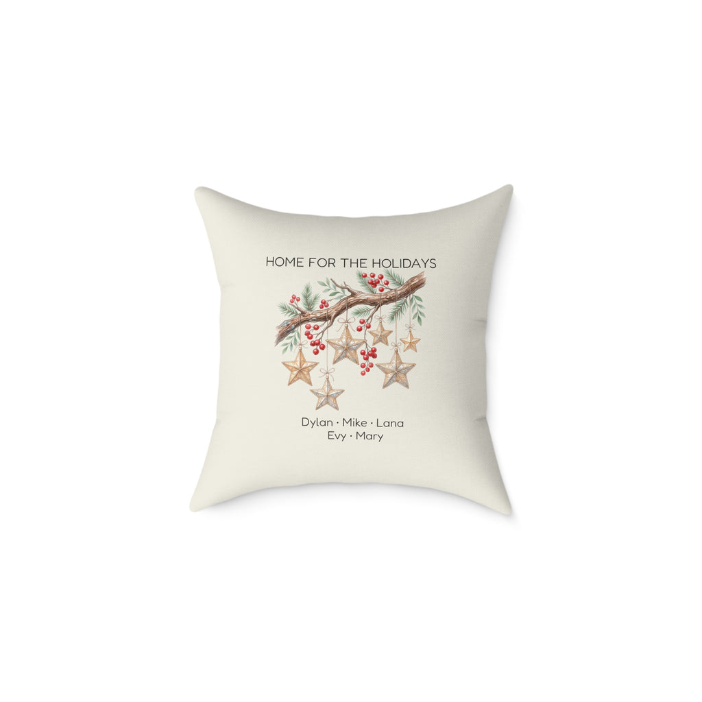 Personalized Home for the Holidays wooden stars pillow, product photo