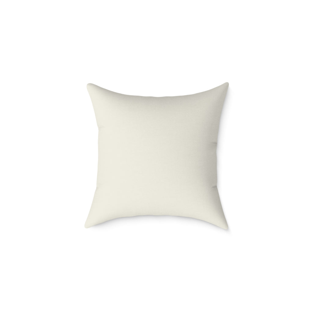 Back of the brass bells family name Christmas pillow, solid cream