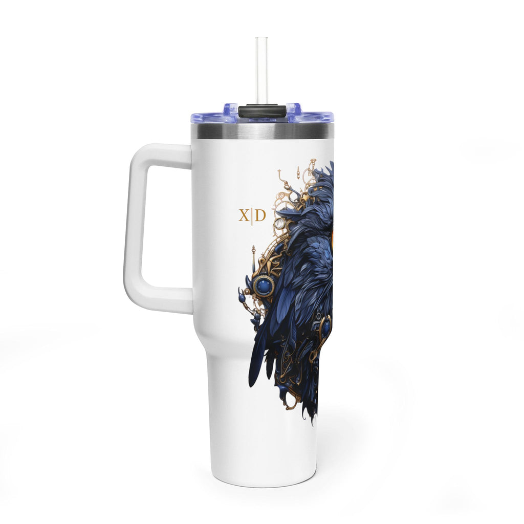 Personalized 40oz Tumbler with Handle - Steampunk Eagle Custom Initials