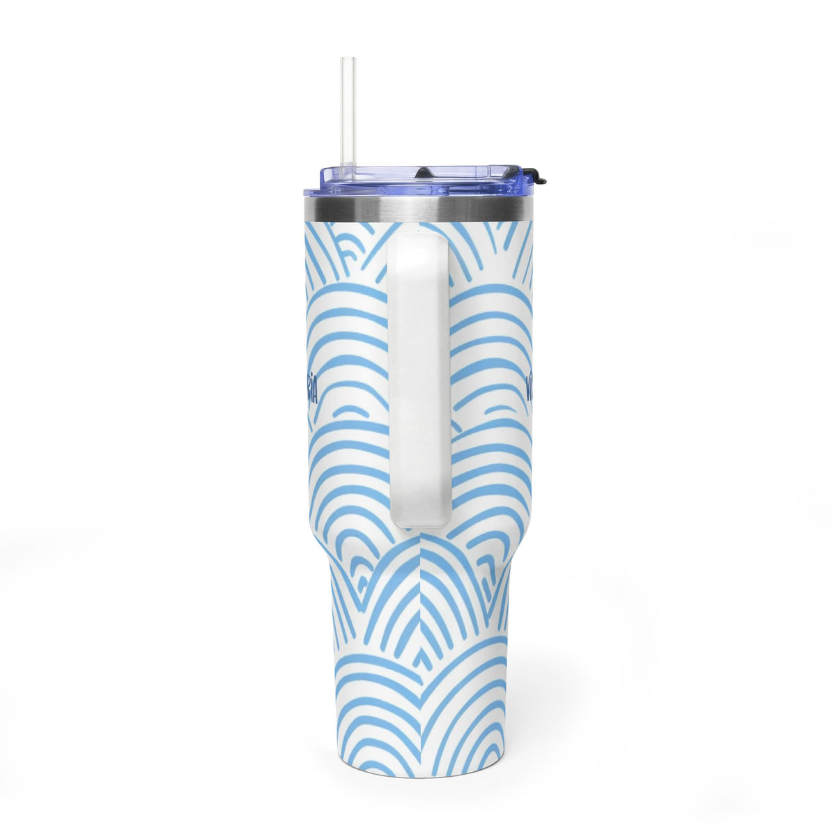 Personalized 40oz Tumbler with Handle - Blue Rainbow Arch Custom Name