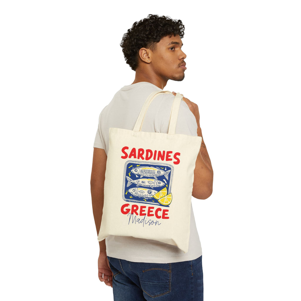 Personalized Sardine Tote Bag - Greece Custom Name Tote