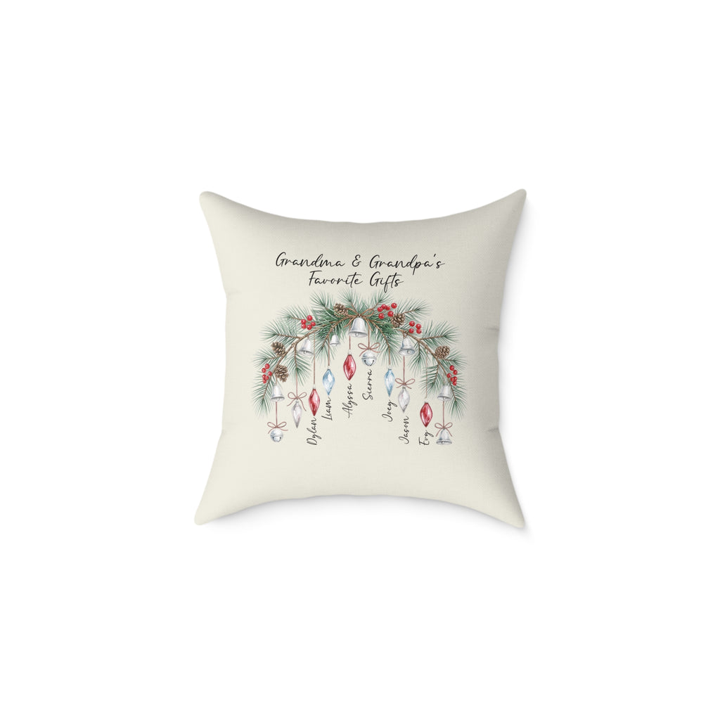 Personalized Grandma and Grandpa's Favorite Gifts ornament pillow, product photo