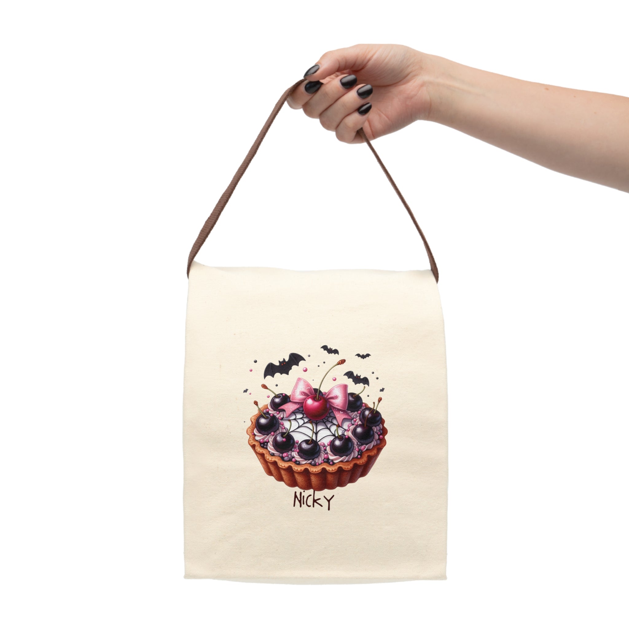 Personalized Halloween Cherry Tart Canvas Lunch Bag