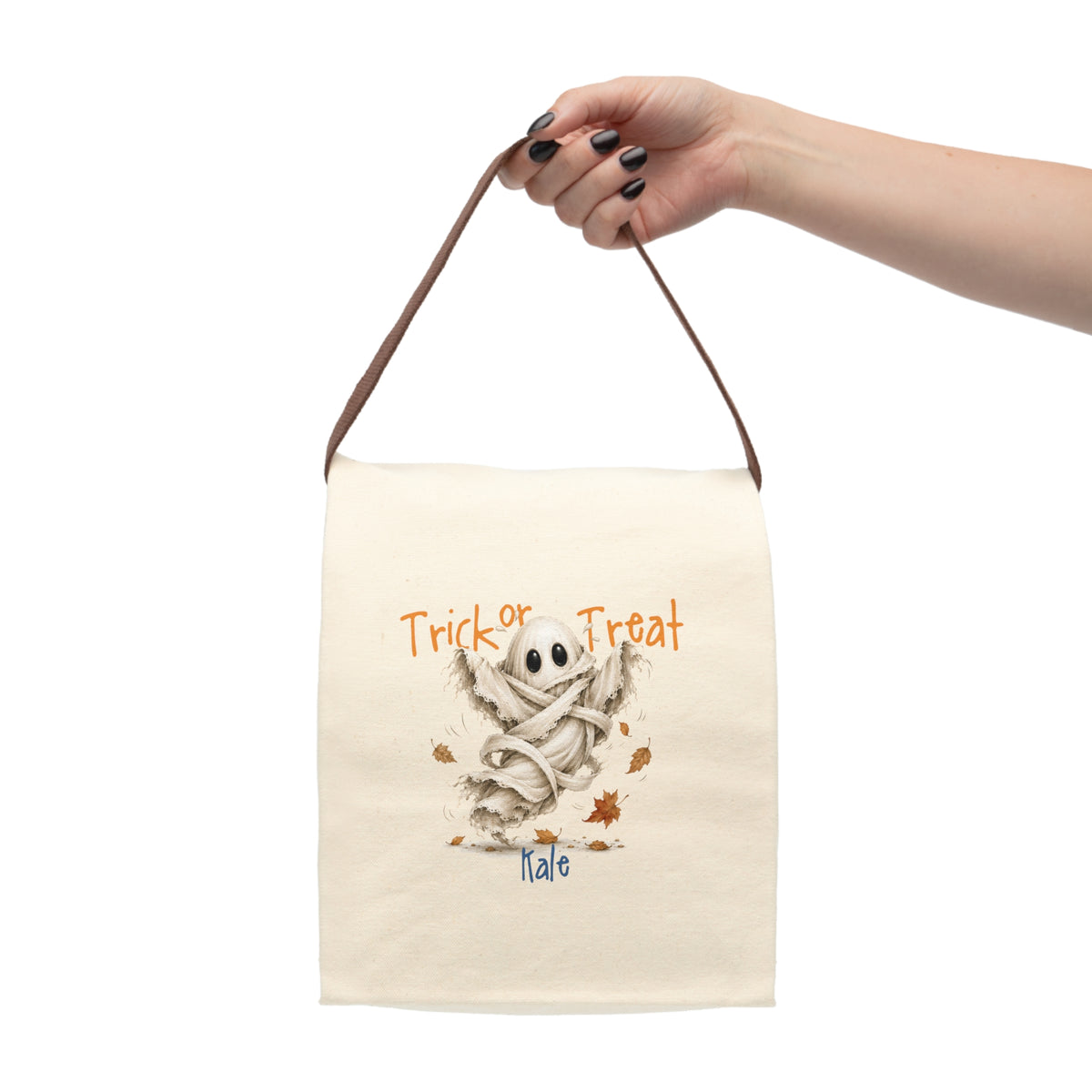 Personalized Trick or Treat Dancing Ghost Canvas Lunch Bag