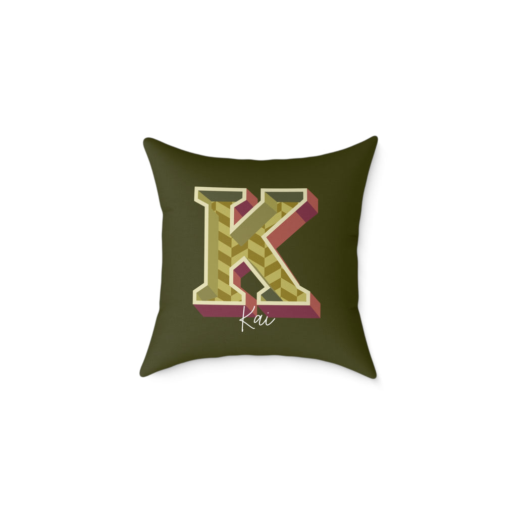 Personalized Initial K Pillow for Him - Custom Name Home Decor