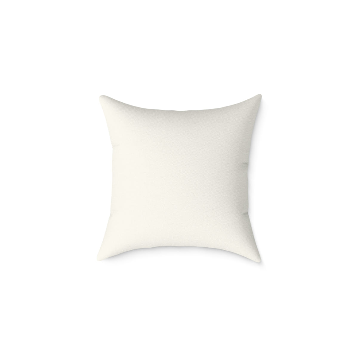 Back of the first Christmas in our new home snow globe pillow, solid cream