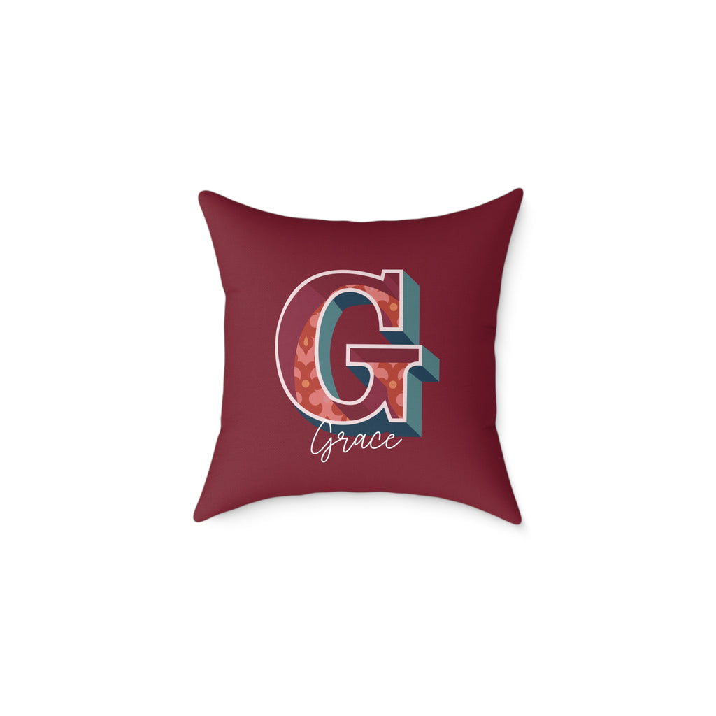 Personalized Initial G Pillow for Her - Custom Name Home Decor