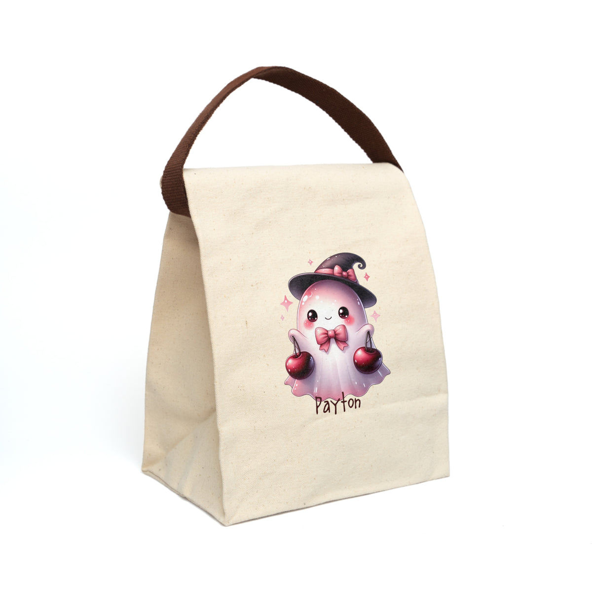 Personalized Cute Ghost Witch Canvas Lunch Bag