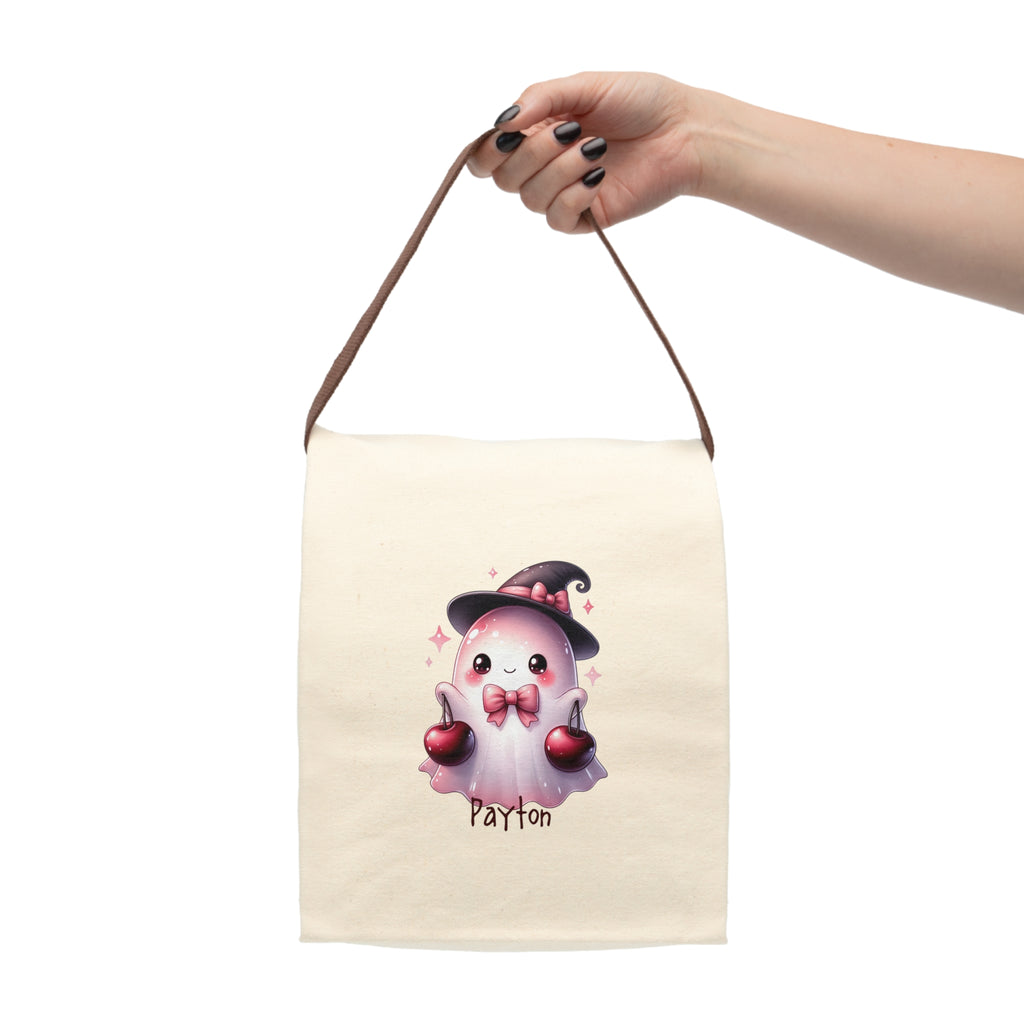 Personalized Cute Ghost Witch Canvas Lunch Bag