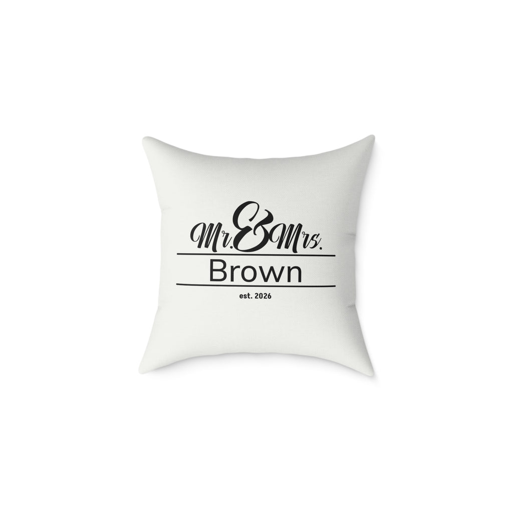 Personalized Mr and Mrs Pillow - Custom Last Name and Year Wedding Gift