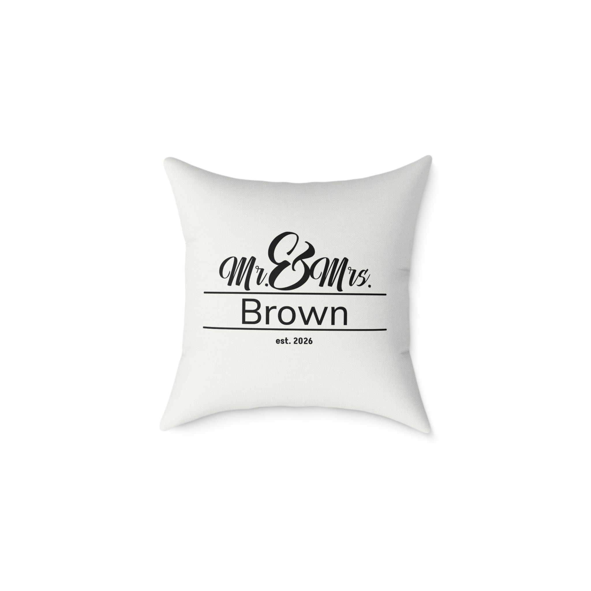 Personalized Mr and Mrs Pillow - Custom Last Name and Year Wedding Gift