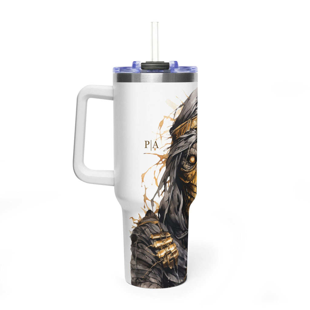 Personalized 40oz Tumbler with Handle - Masked Warrior Custom Initials