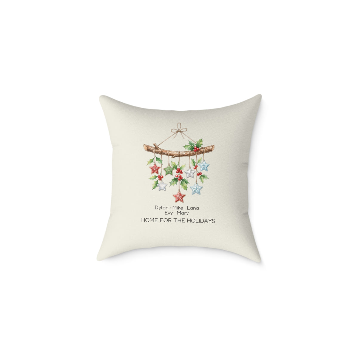 Personalized Home for the Holidays star mobile pillow, product photo