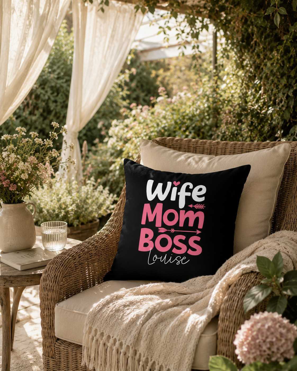 Personalized Wife Mom Boss Pillow - Custom Name Gift for Her