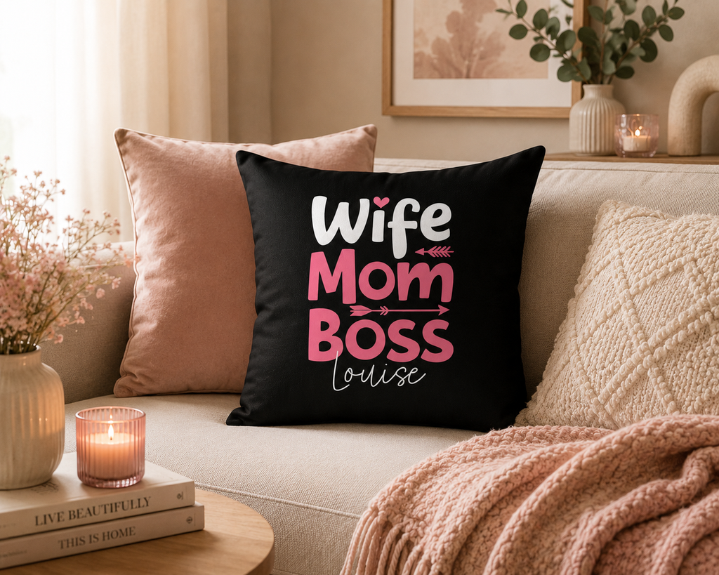 Personalized Wife Mom Boss Pillow - Custom Name Gift for Her