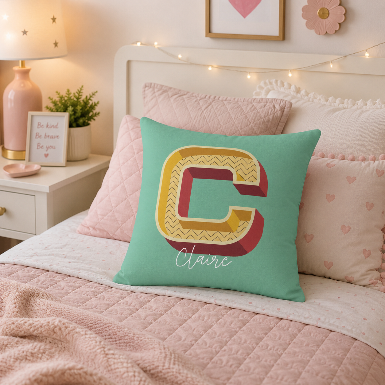Personalized Initial C Pillow for Her - Custom Name Home Decor