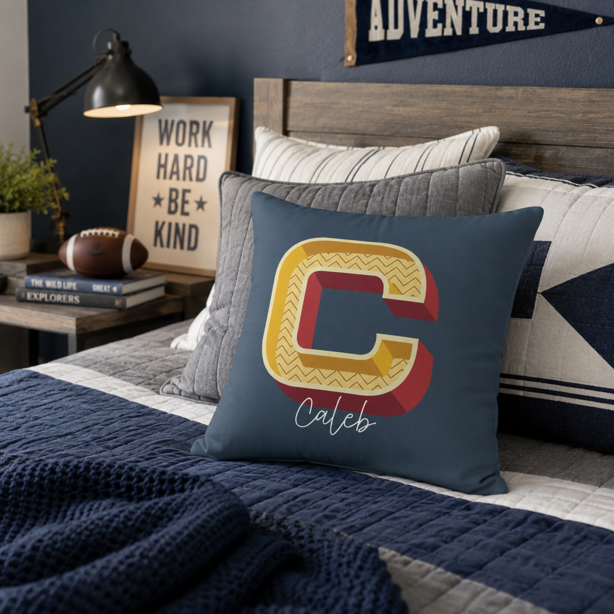 Personalized Initial C Pillow for Him - Custom Name Home Decor