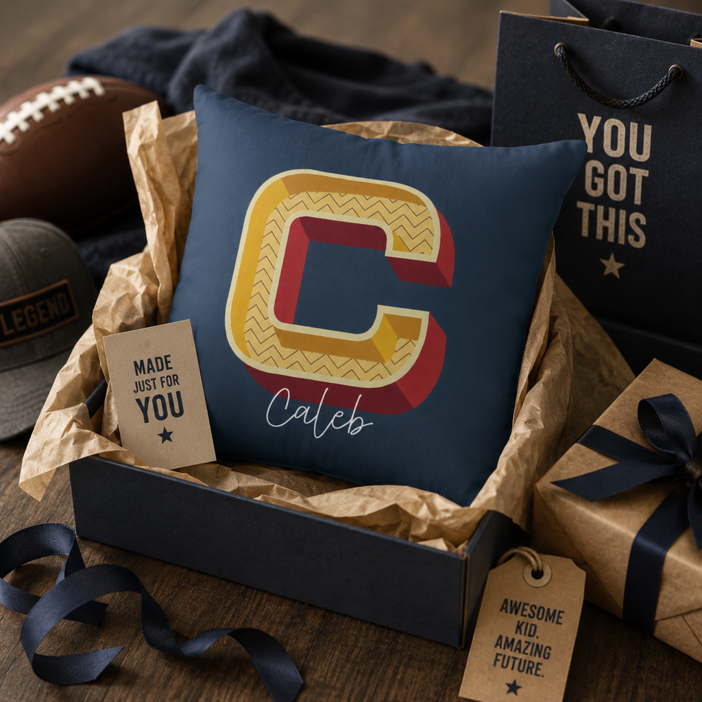 Personalized Initial C Pillow for Him - Custom Name Home Decor