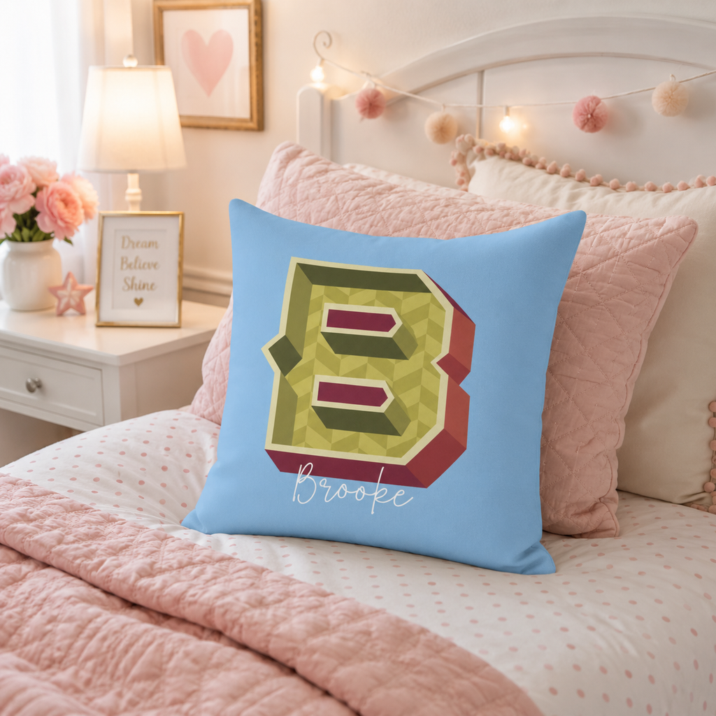 Personalized Initial B Pillow for Her - Custom Name Home Decor