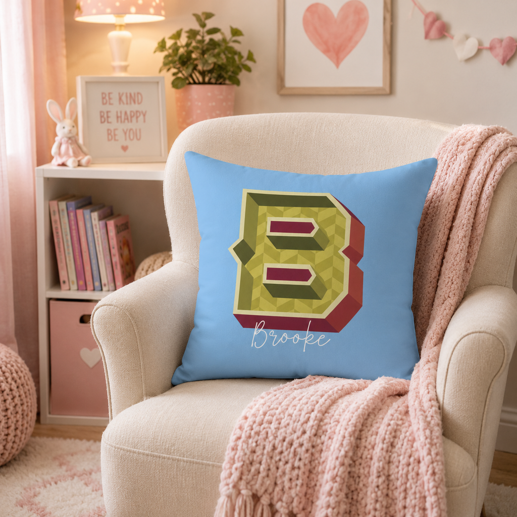 Personalized Initial B Pillow for Her - Custom Name Home Decor