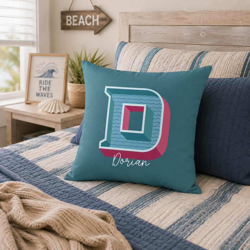 Personalized Initial D Pillow for Him - Custom Name Home Decor