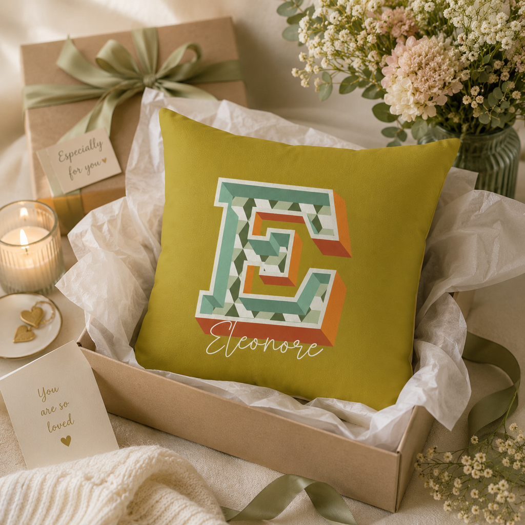Personalized Initial E Pillow for Her - Custom Name Home Decor