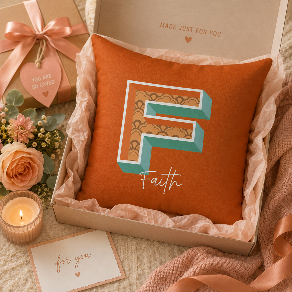 Personalized Initial F Pillow for Her - Custom Name Home Decor