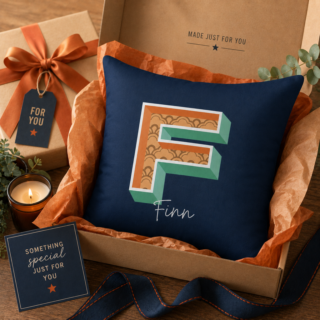 Personalized Initial F Pillow for Him - Custom Name Home Decor