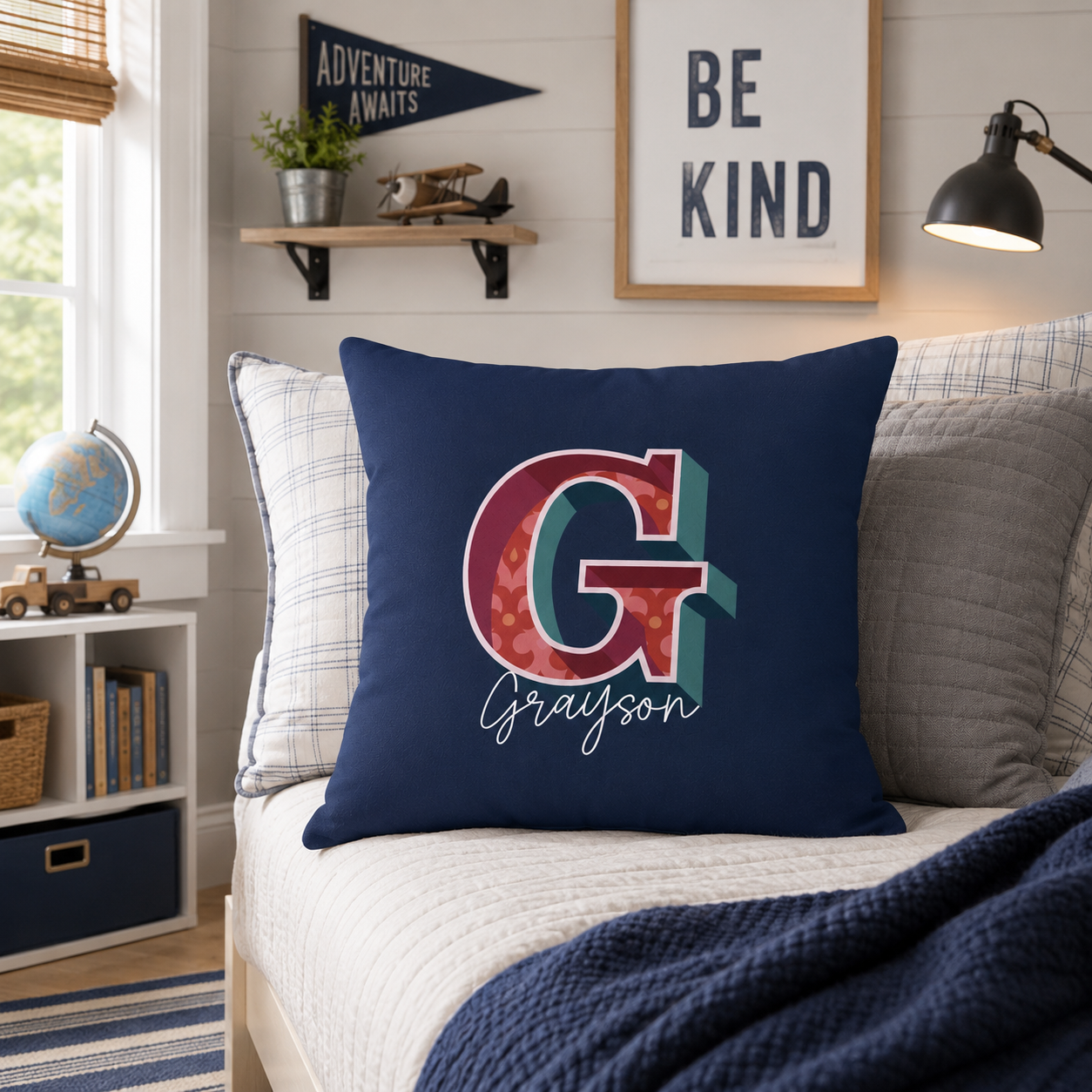 Personalized Initial G Pillow for Him - Custom Name Home Decor