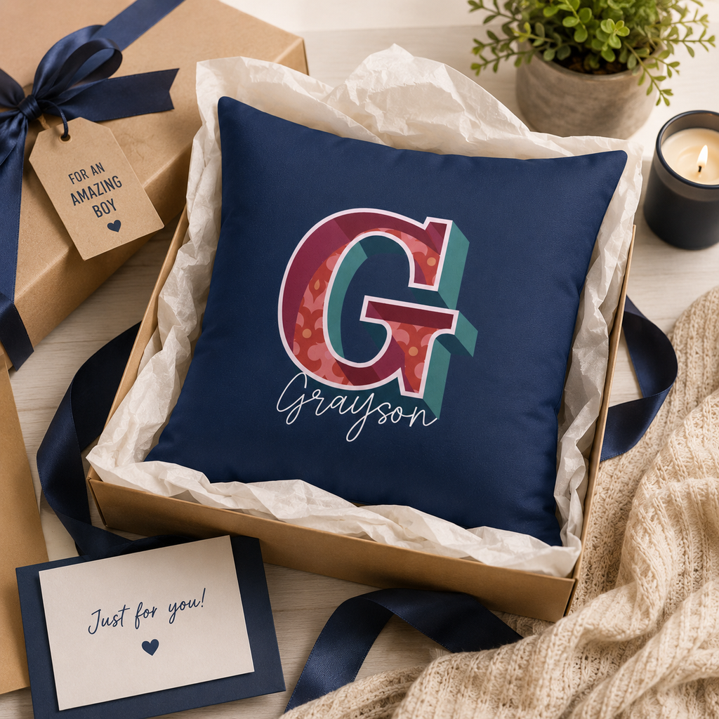 Personalized Initial G Pillow for Him - Custom Name Home Decor