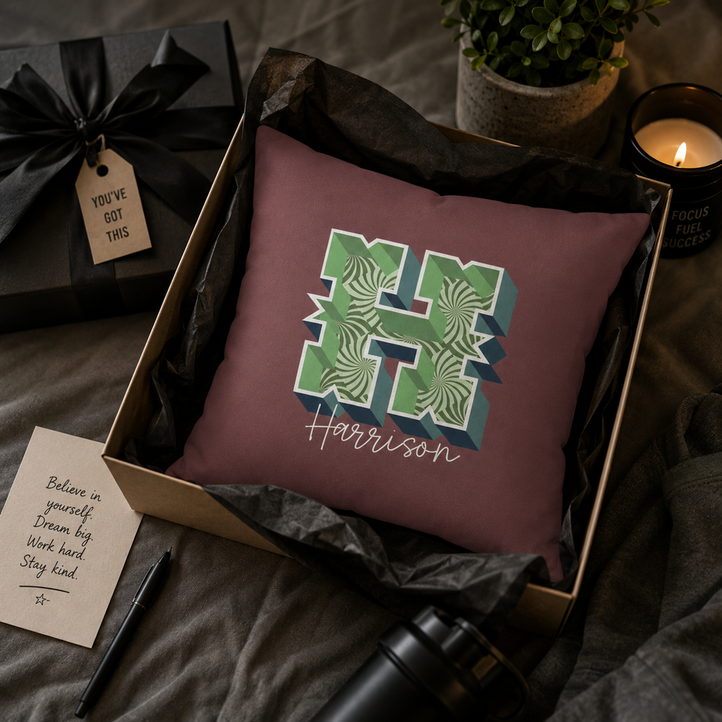 Personalized Initial H Pillow for Him - Custom Name Home Decor