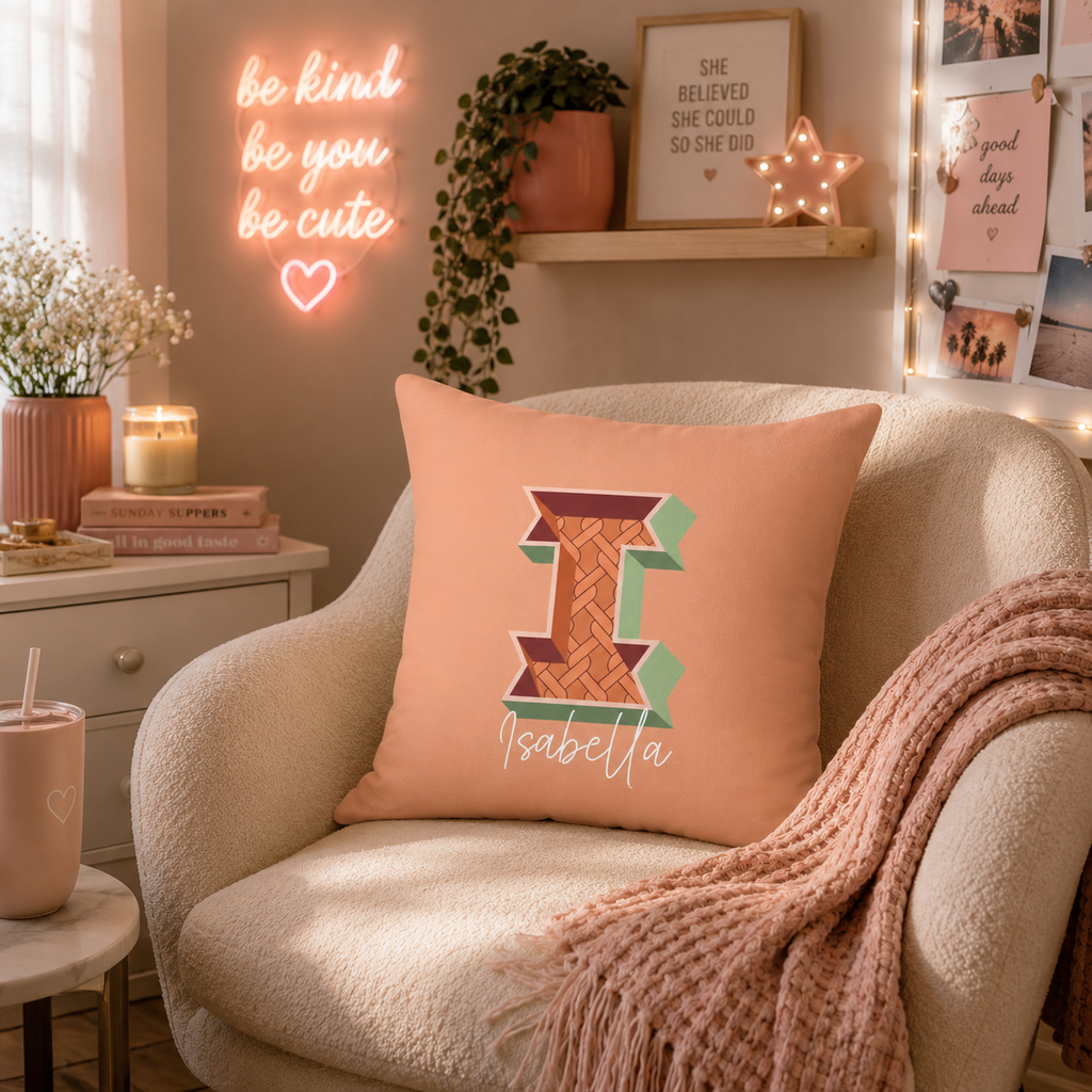 Personalized Initial I Pillow for Her - Custom Name Home Decor