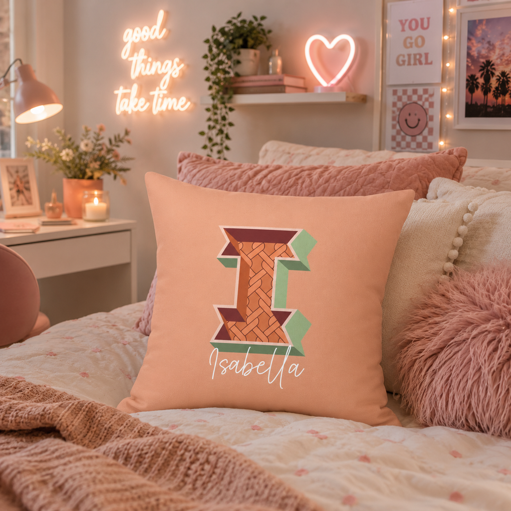 Personalized Initial I Pillow for Her - Custom Name Home Decor