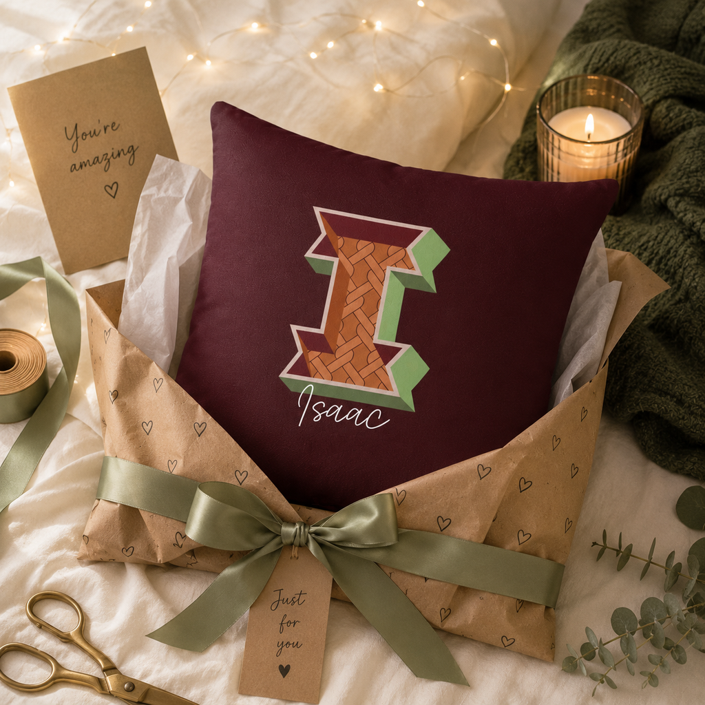 Personalized Initial I Pillow for Him - Custom Name Home Decor