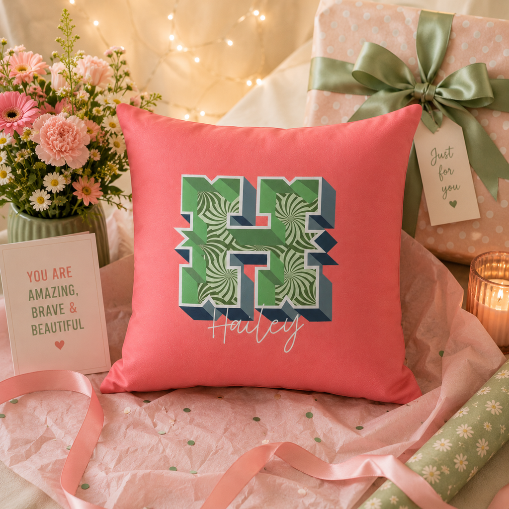 Personalized Initial H Pillow for Her - Custom Name Home Decor
