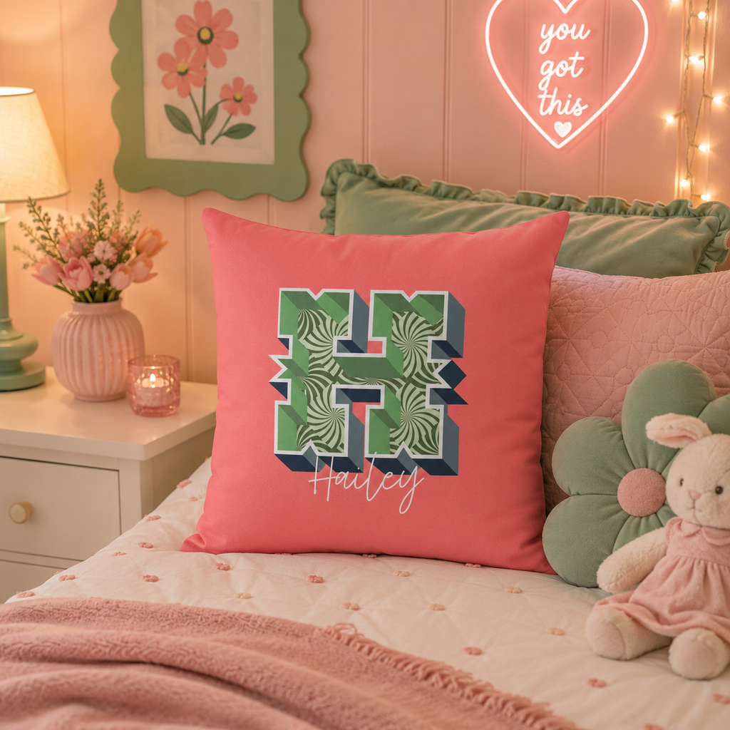 Personalized Initial H Pillow for Her - Custom Name Home Decor
