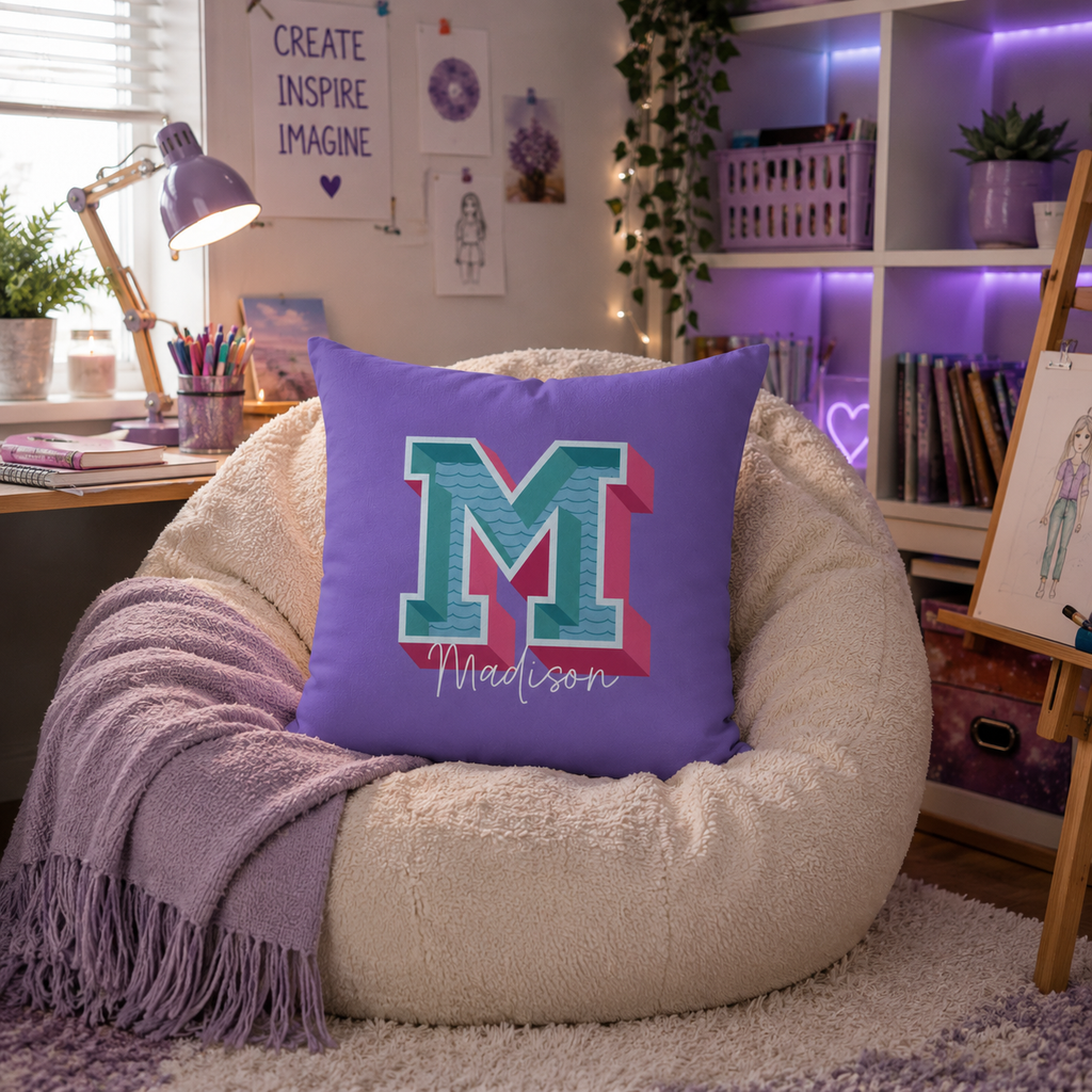 Personalized Initial M Pillow for Her - Custom Name Home Decor
