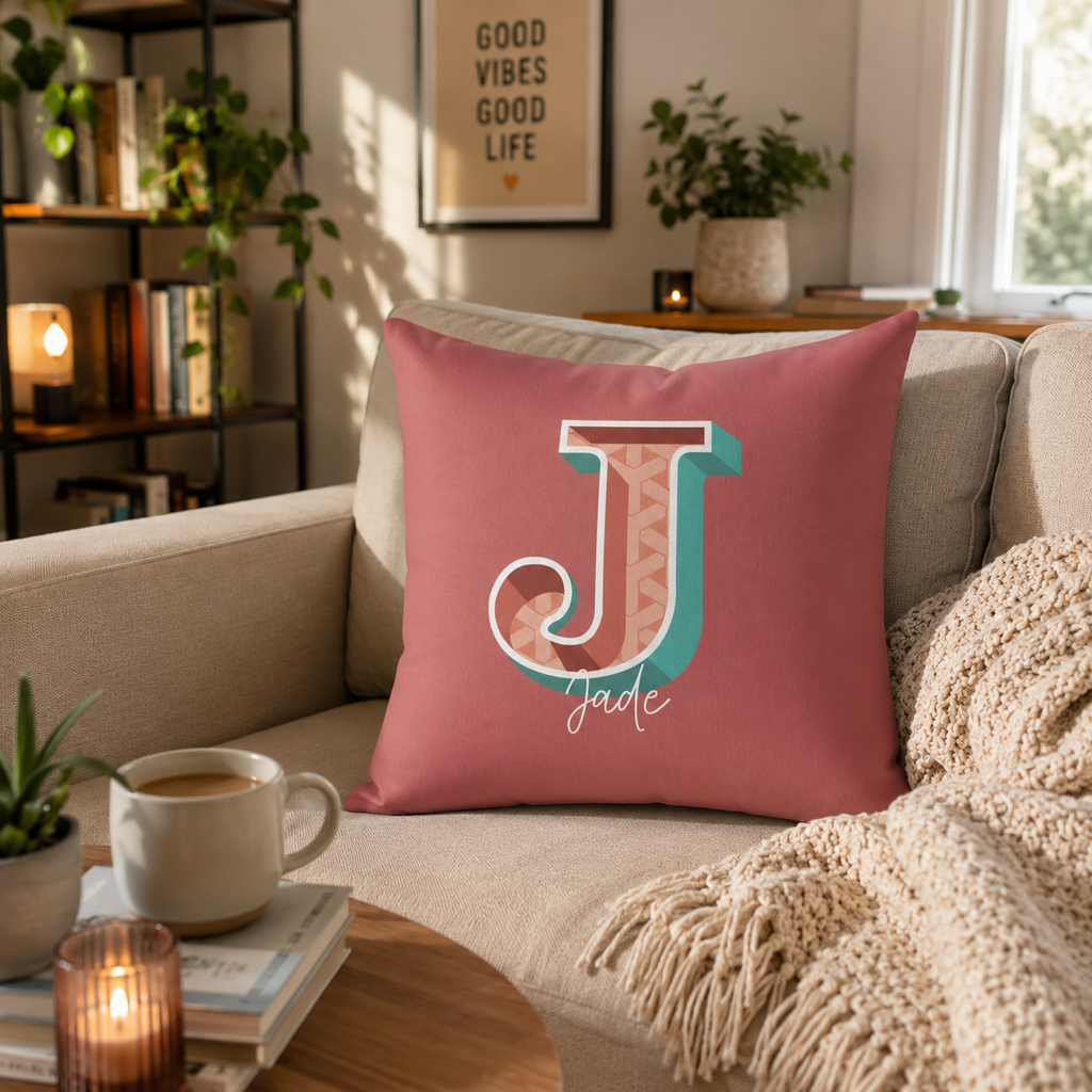 Personalized Initial J Pillow for Her - Custom Name Home Decor