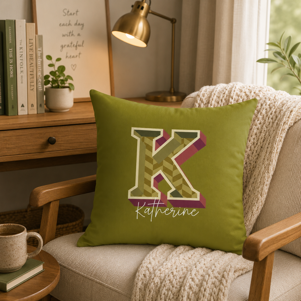 Personalized Initial K Pillow for Her - Custom Name Home Decor