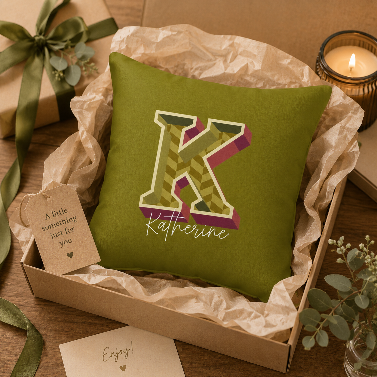 Personalized Initial K Pillow for Her - Custom Name Home Decor
