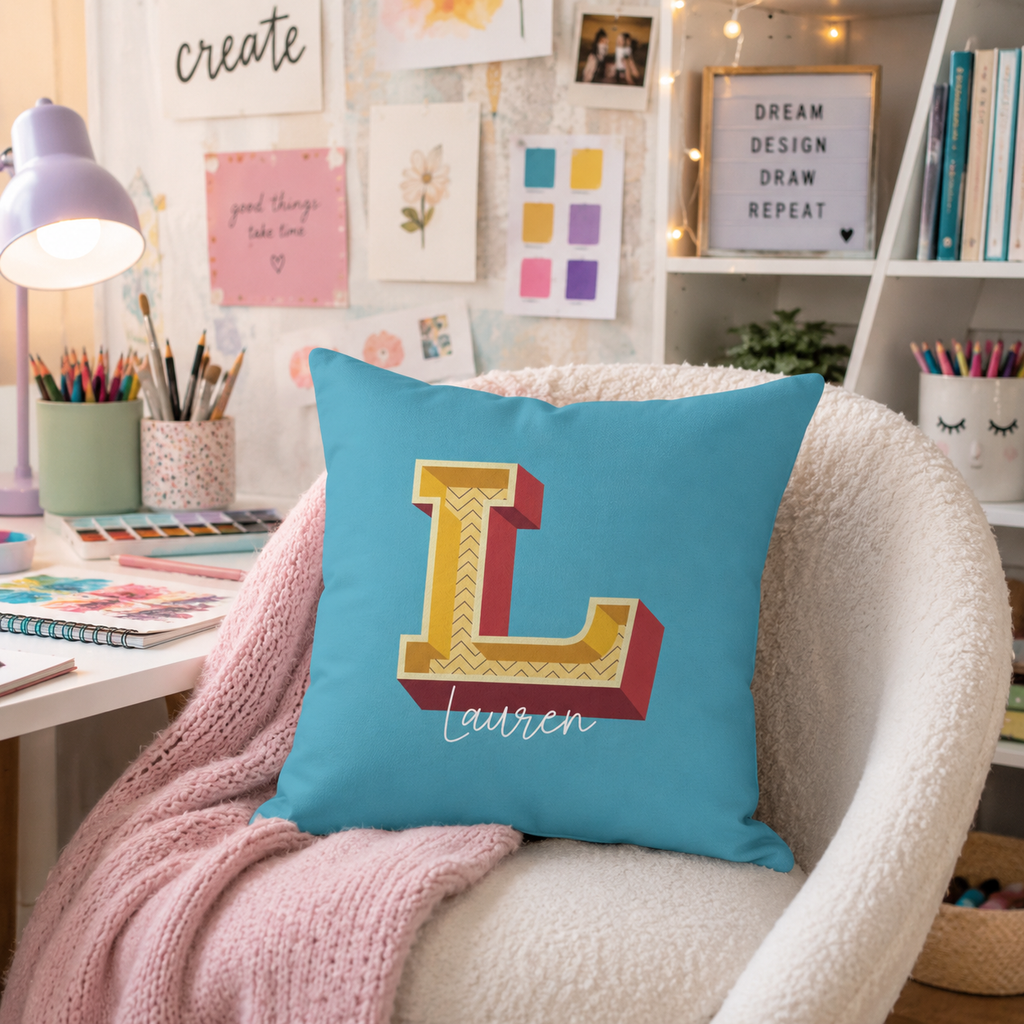 Personalized Initial L Pillow for Her - Custom Name Home Decor