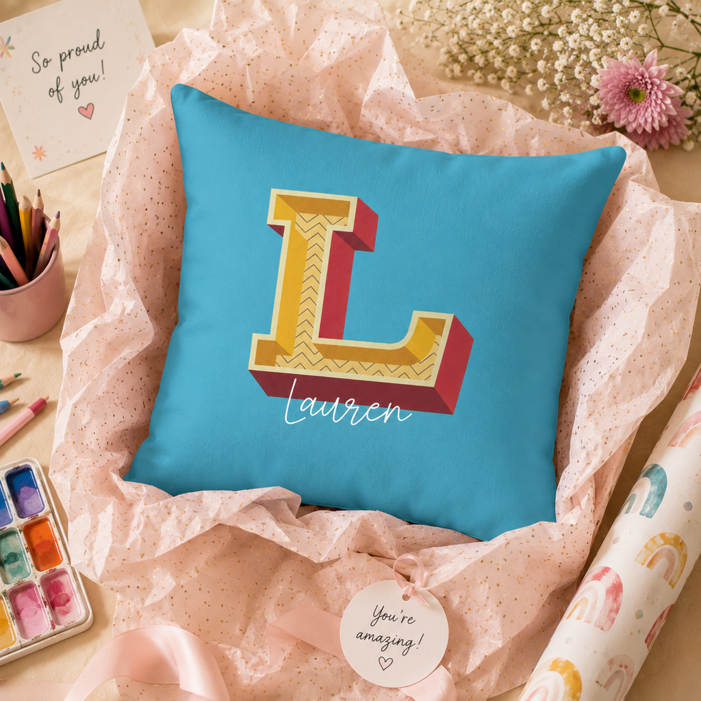 Personalized Initial L Pillow for Her - Custom Name Home Decor