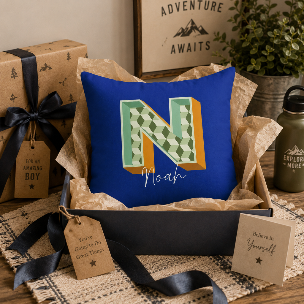 Personalized Initial N Pillow for Him - Custom Name Home Decor