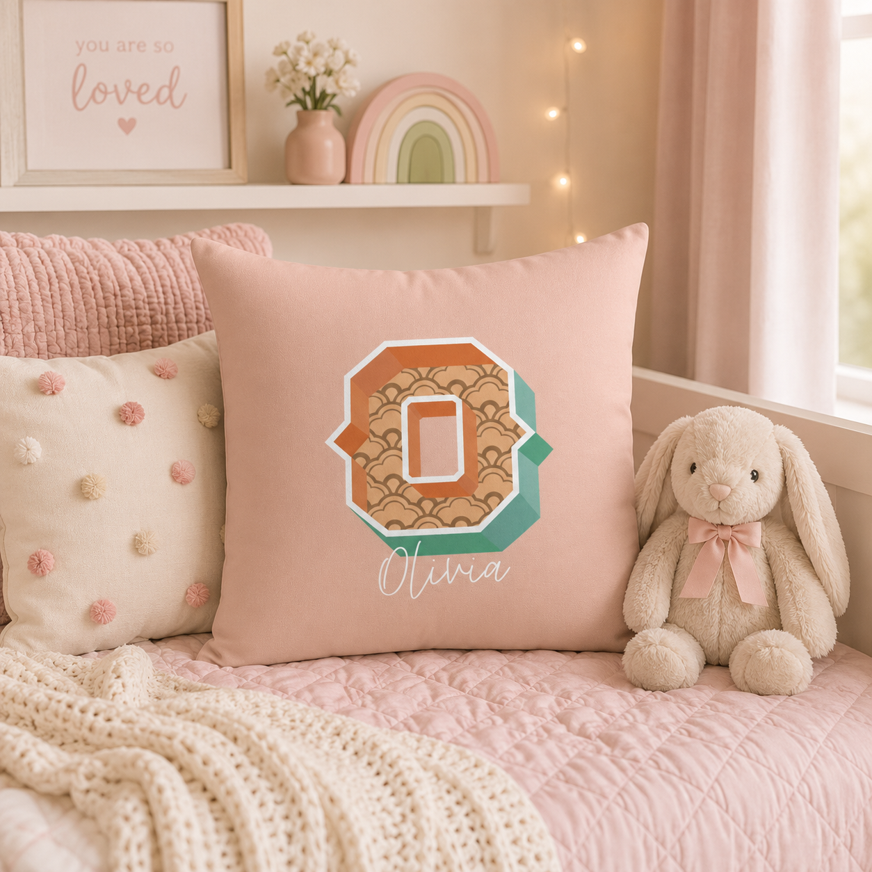 Personalized Initial O Pillow for Her - Custom Name Home Decor