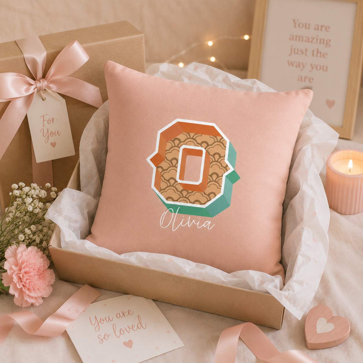 Personalized Initial O Pillow for Her - Custom Name Home Decor