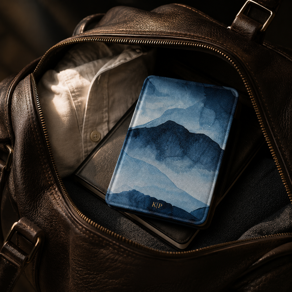 Blue Watercolor Mountain Kindle Case | Initials