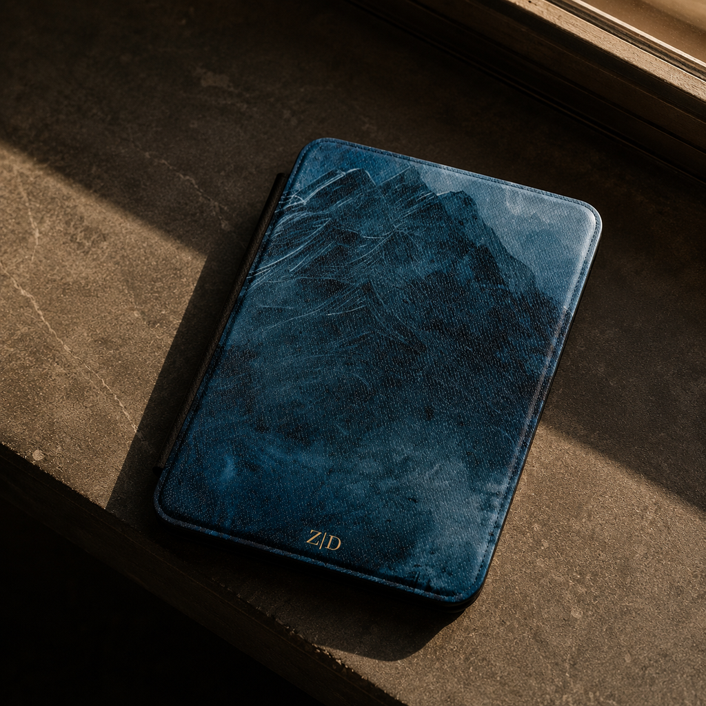 Blue Mountain Sketch Kindle Case | Initials