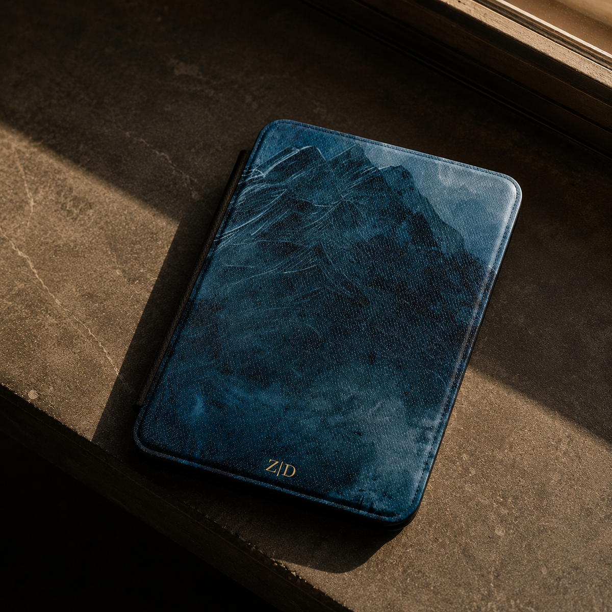 Blue Mountain Sketch Kindle Case | Initials